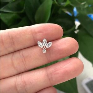 Maria Tash Inspired Lotus Diamond Piercing Earring